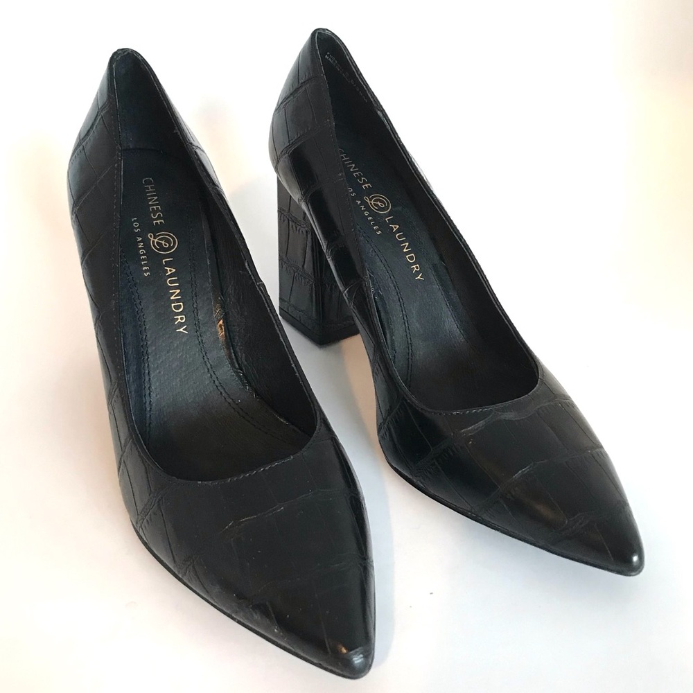 Chinese Laundry Kyra Black Crocodile-Embossed Pointed-Toe Pumps (8.5) NWOT! - Picture 3 of 15